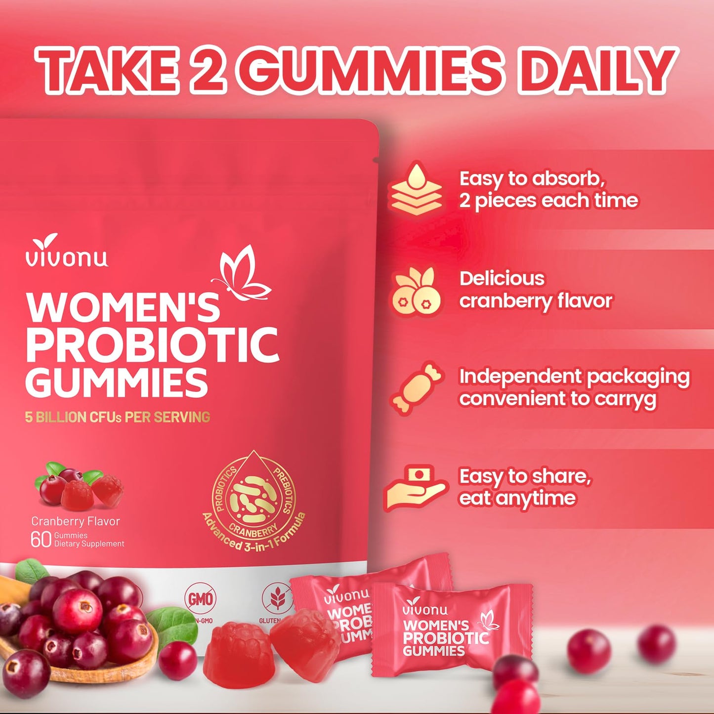 VivoNu Vaginal Probiotic for Women - Probiotic Gummies
